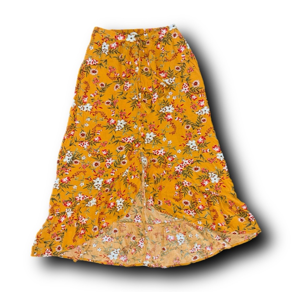 Sofi Angel Boho Hi-Lo Floral Midi Skirt CottageCore Gardencore Fall Color Vibes